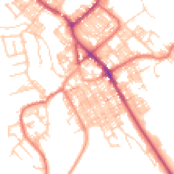 Daytime road noise heatmap for BB18 5AG