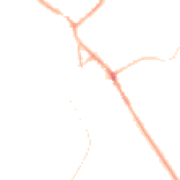 Night-time road noise heatmap for BB18 5AG
