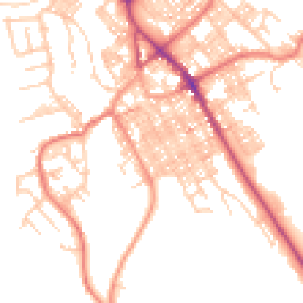 Daytime road noise heatmap for BB18 5AJ