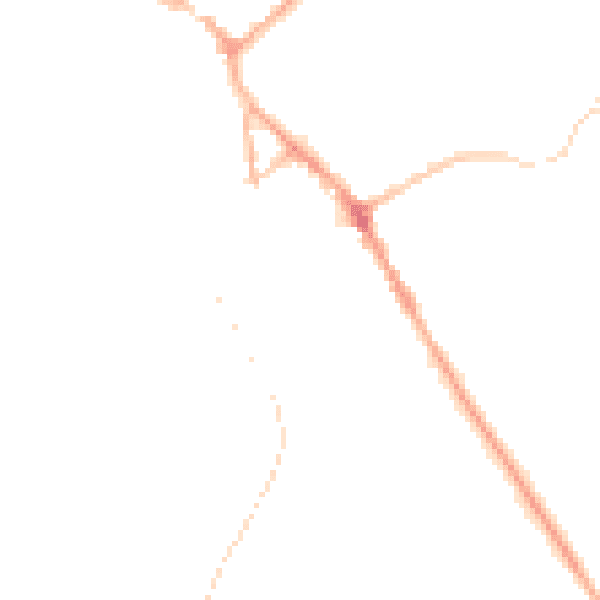 Night-time road noise heatmap for BB18 5AN
