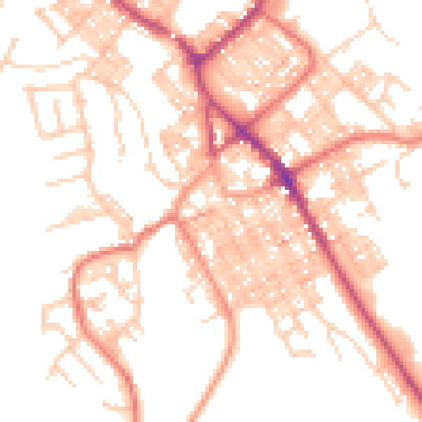 Daytime road noise heatmap for BB18 5AQ