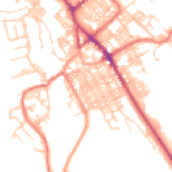 Daytime road noise heatmap for BB18 5AW