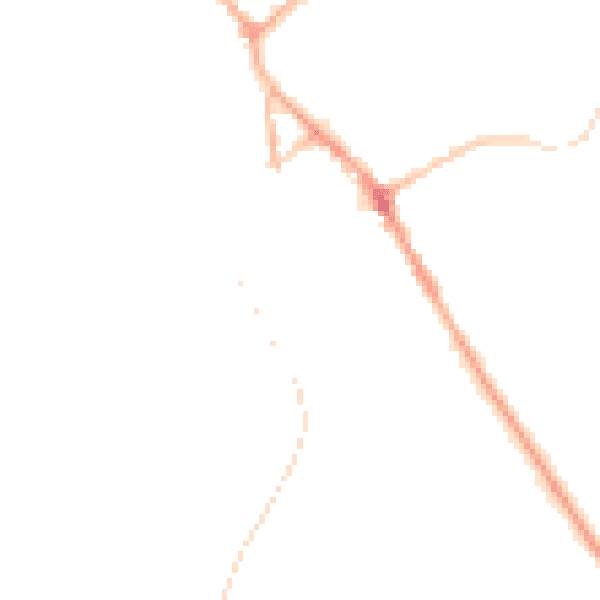 Night-time road noise heatmap for BB18 5AW