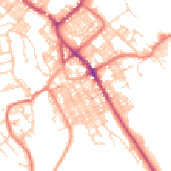 Daytime road noise heatmap for BB18 5BG