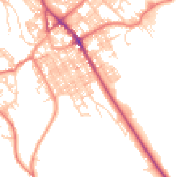 Daytime road noise heatmap for BB18 5BH