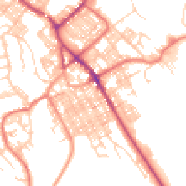 Daytime road noise heatmap for BB18 5BP
