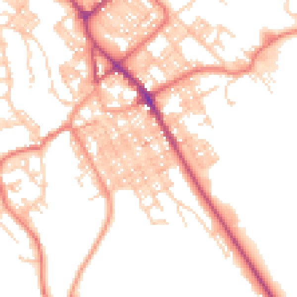 Daytime road noise heatmap for BB18 5BQ