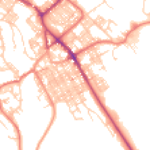 Daytime road noise heatmap for BB18 5BW