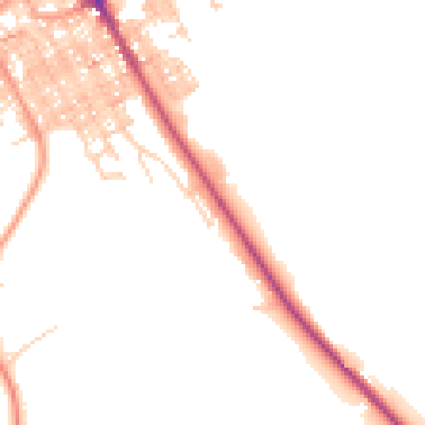 Daytime road noise heatmap for BB18 5BY