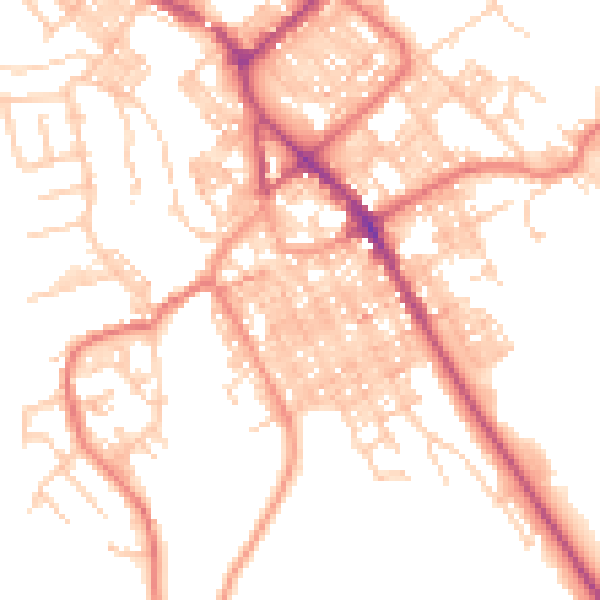 Daytime road noise heatmap for BB18 5DF