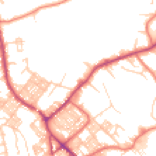Daytime road noise heatmap for BB18 5DH
