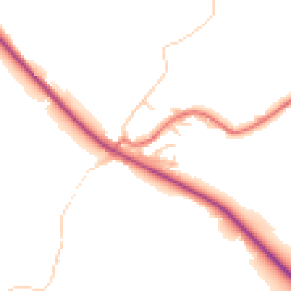 Daytime road noise heatmap for BB18 5FF