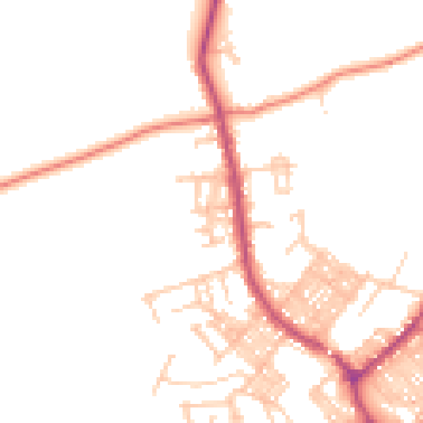 Daytime road noise heatmap for BB18 5LT