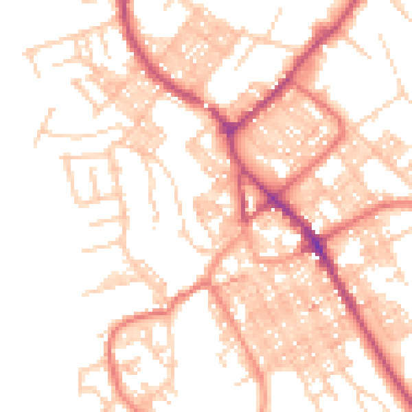 Daytime road noise heatmap for BB18 5NS