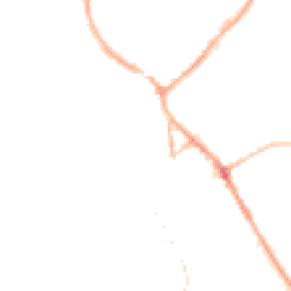 Night-time road noise heatmap for BB18 5NS