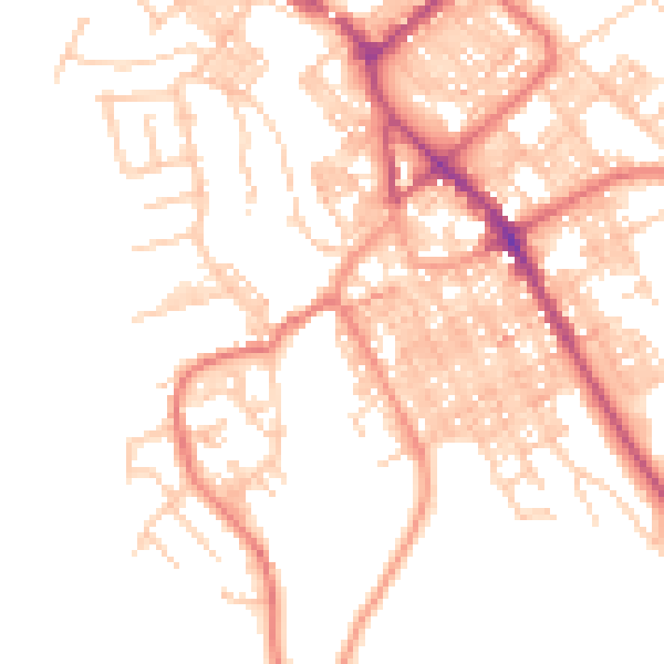Daytime road noise heatmap for BB18 5PB