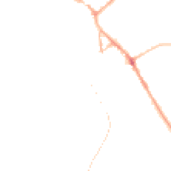 Night-time road noise heatmap for BB18 5PB