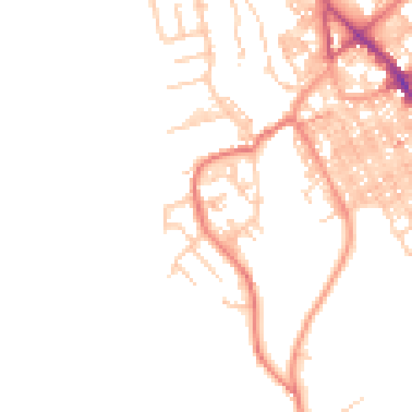 Daytime road noise heatmap for BB18 5QN