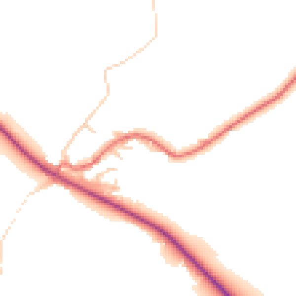 Daytime road noise heatmap for BB18 5SZ