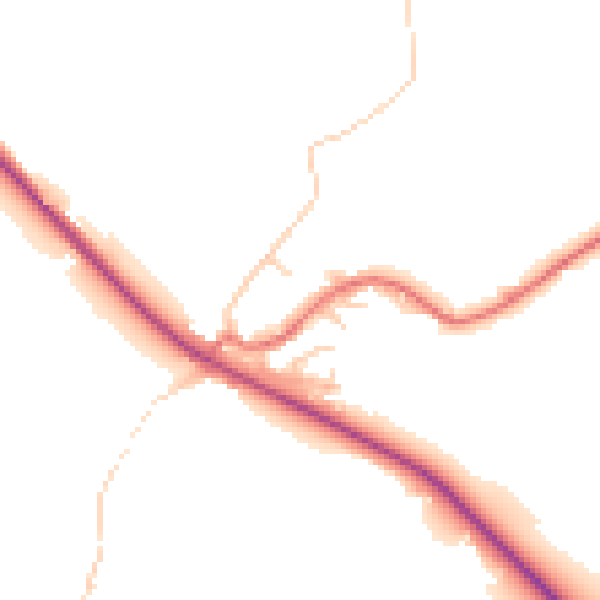 Daytime road noise heatmap for BB18 5TN