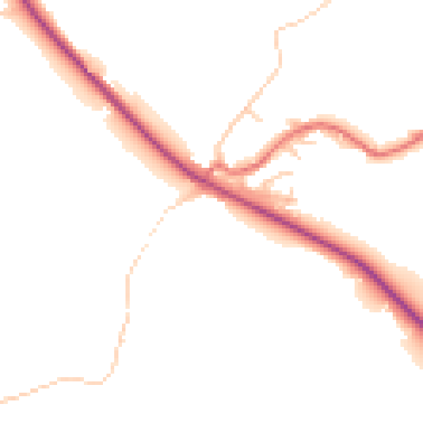Daytime road noise heatmap for BB18 5TR
