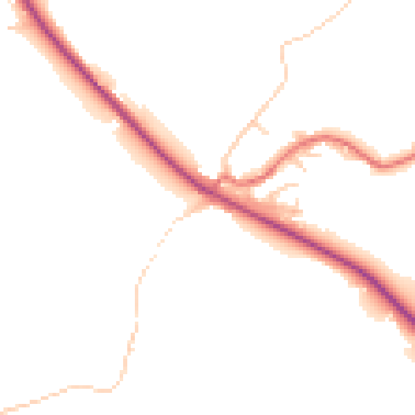 Daytime road noise heatmap for BB18 5TS