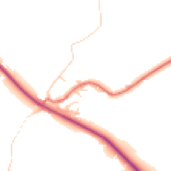 Daytime road noise heatmap for BB18 5TW