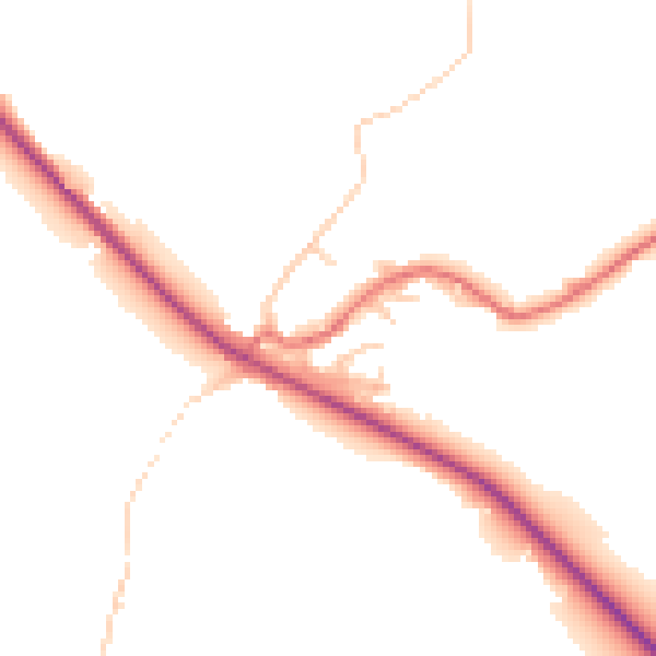 Daytime road noise heatmap for BB18 5WE