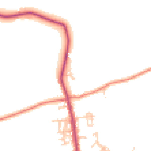 Daytime road noise heatmap for BB18 5XA