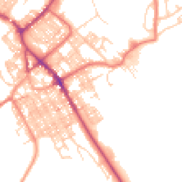 Daytime road noise heatmap for BB18 6AE