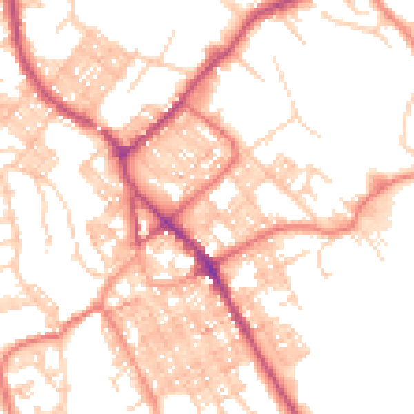 Daytime road noise heatmap for BB18 6AL