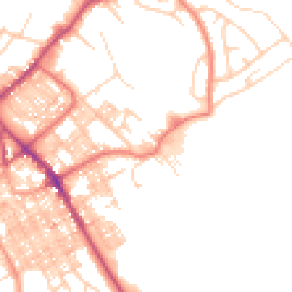 Daytime road noise heatmap for BB18 6BQ