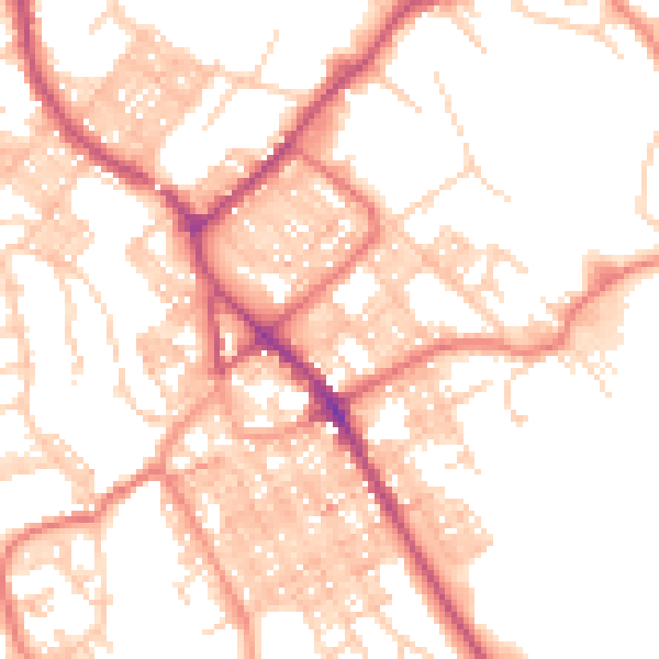 Daytime road noise heatmap for BB18 6BZ