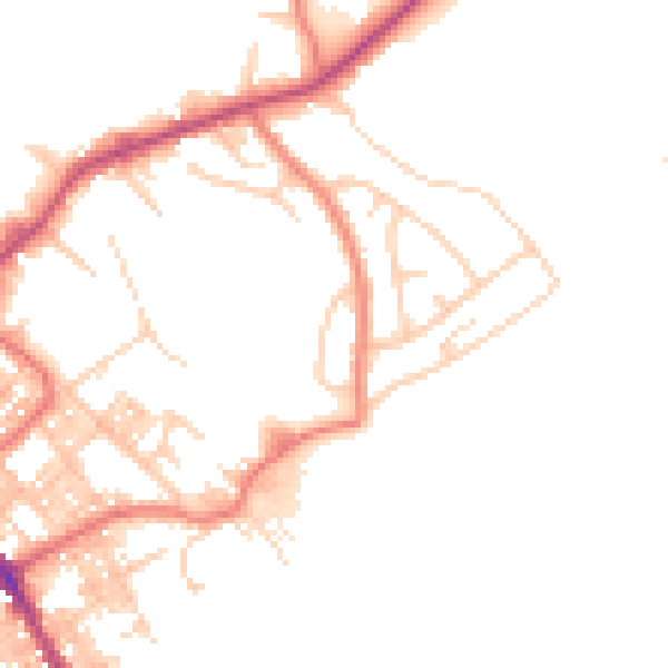 Daytime road noise heatmap for BB18 6EX
