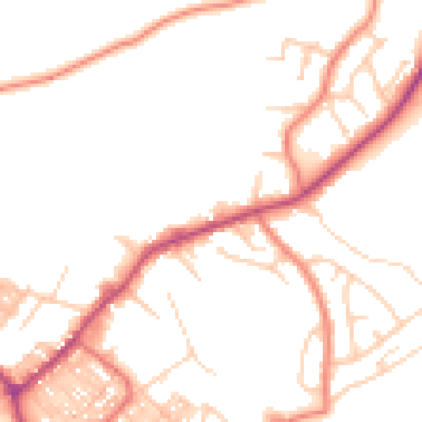 Daytime road noise heatmap for BB18 6FF