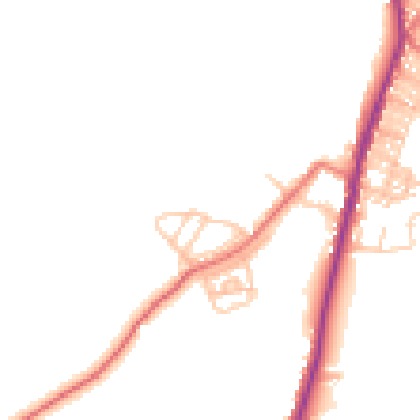 Daytime road noise heatmap for BB18 6LT