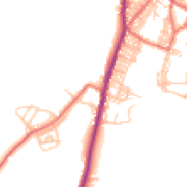 Daytime road noise heatmap for BB18 6NQ