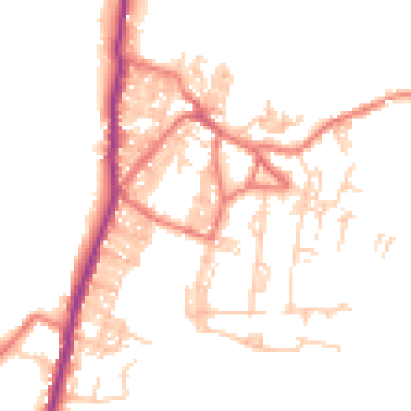Daytime road noise heatmap for BB18 6NT