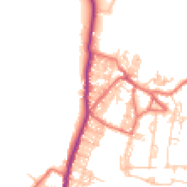 Daytime road noise heatmap for BB18 6PZ
