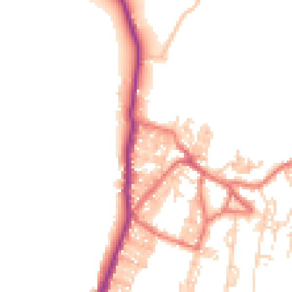 Daytime road noise heatmap for BB18 6QD