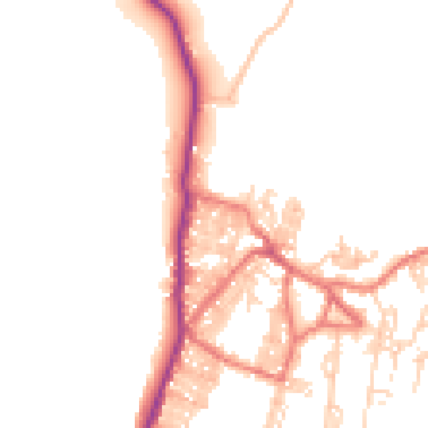 Daytime road noise heatmap for BB18 6QE