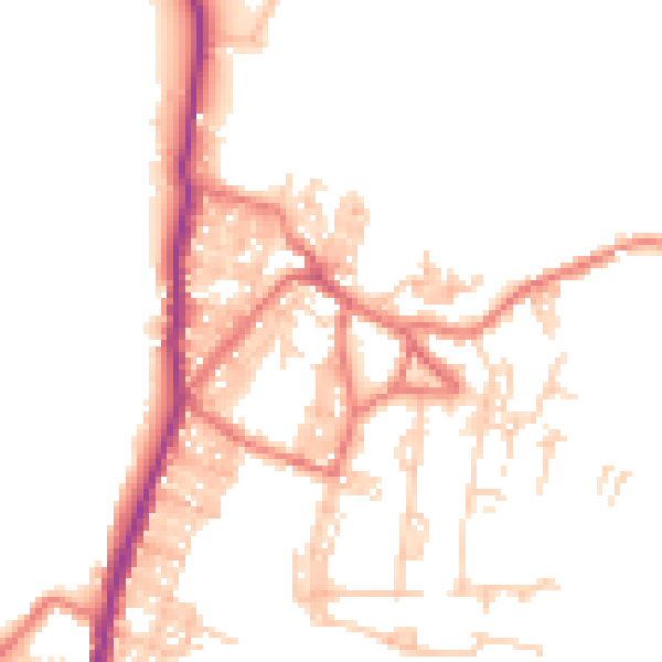Daytime road noise heatmap for BB18 6QR