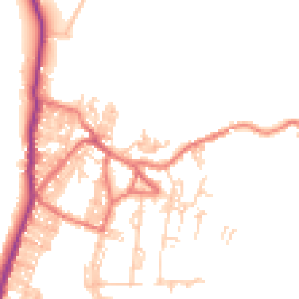 Daytime road noise heatmap for BB18 6QZ