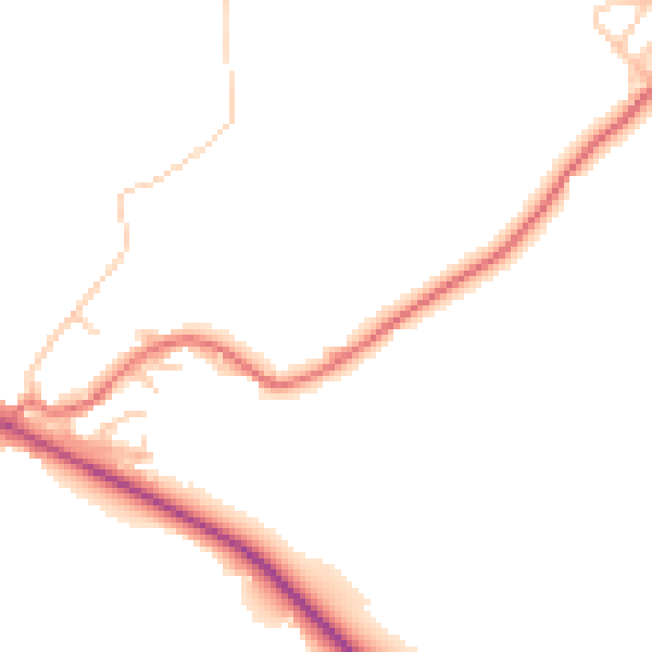 Daytime road noise heatmap for BB18 6ST