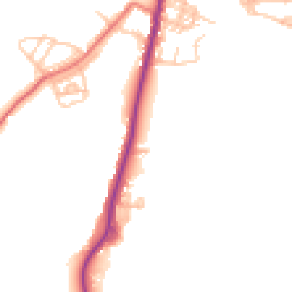 Daytime road noise heatmap for BB18 6TA
