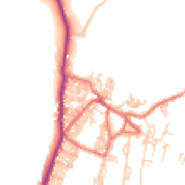 Daytime road noise heatmap for BB18 6WE