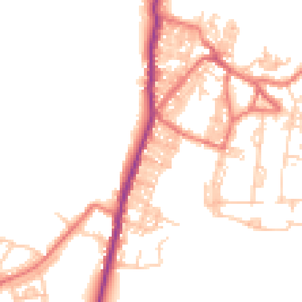 Daytime road noise heatmap for BB18 6XF