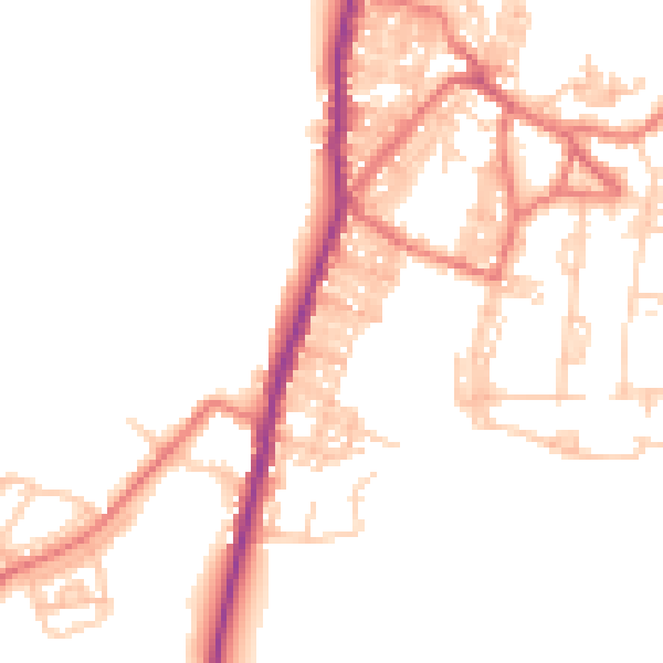 Daytime road noise heatmap for BB18 6XH