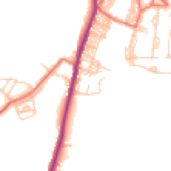 Daytime road noise heatmap for BB18 6YA