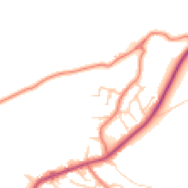 Daytime road noise heatmap for BB18 6YP